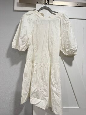 Prologue White Puff-Sleeve Kids Dress